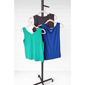 Chicos Bundle Sleeveless V-Neck T-shirt Kelly Green,Medium Blue, and Brown 1